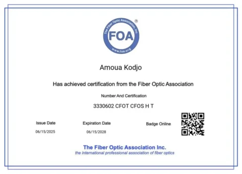 Certificat FOA CFOT, CFOS/T et CFOS/H d’EagleVision